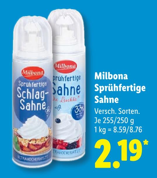 Sprühfertige Sahne