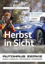 Volkswagen Prospekt für Schorfheide mit 1} Seite Volkswagen Prospekt für Schorfheide: "Herbst in Sicht", 1 Seite, 01.09.2023 - 30.11.2023