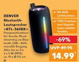 Bluetooth-Lautsprecher »BTL-360BK« Angebote von DENVER bei Kaufland Hannover für 14,99 €