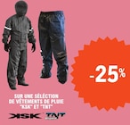 Promo -25% sur une sélection de vêtements de pluie "KSK" et "TNT" à  dans le catalogue E.Leclerc à La Chaux