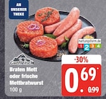 Braten Mett oder frische Mettbratwurst Angebote von Gutfleisch bei EDEKA Flensburg für 0,69 €