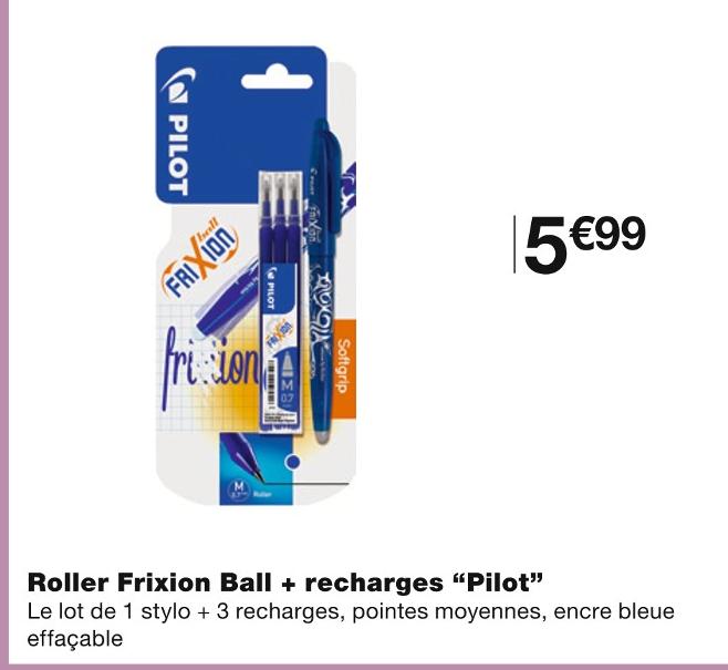 Stylo roller bleu + 6 recharges PILOT : le lot à Prix Carrefour