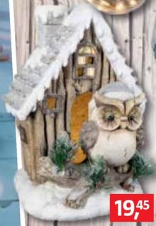 Deko-Winterhaus mit Eule