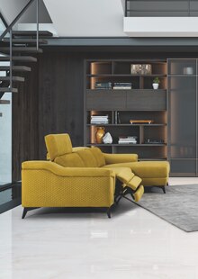 Salon d’angle avec chaise longue, 3 têtières relevables, 1 assise relaxation électrique - Mobilier de France à Paris Salon d’angle avec chaise longue, 3 têtières relevables, 1 assise relaxation électrique en promo chez Mobilier de France Paris à 3 290,00 €