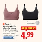 Brassière côtelée à dentelle femme - Esmara en promo chez Lidl Brassière côtelée à dentelle femme - Esmara dans le catalogue Lidl