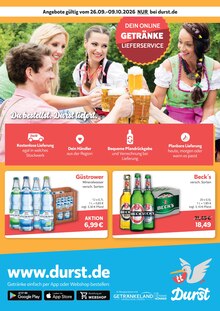 Bier im Durst.de Prospekt "Du bestellst. Durst liefert." mit 2 Seiten (Rostock)