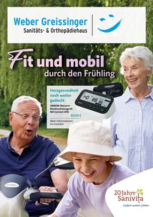 Blutdruckmessgerät im Weber Greissinger GmbH & Co. KG Sanitäts- und Orthopädiehaus Prospekt "Fit und mobil durch den Frühling" mit 6 Seiten (Heilbronn)