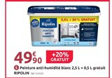 Peinture anti-humidité blanc 2,5 L + 0,5 L gratuit - RIPOLIN - Mr.Bricolage à Carcassonne Peinture anti-humidité blanc 2,5 L + 0,5 L gratuit - RIPOLIN en promo chez Mr.Bricolage Carcassonne à 49,90 €