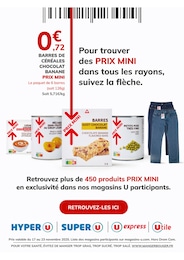 Catalogue Super U avec 1 page de promos Prospectus Super U, "PRIX MINI", page, 17/11/2025 - 23/11/2025