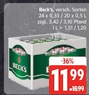 Aktuelle Bier Angebote bei E center in Elmshorn Aktuelles Beck's Angebot bei E center in Elmshorn ab 11,99 €
