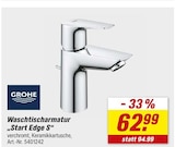 Waschtischarmatur Start Edge S von Grohe für 62,99 € bei toom Baumarkt im Angebot Waschtischarmatur Start Edge S von Grohe im aktuellen toom Baumarkt Prospekt