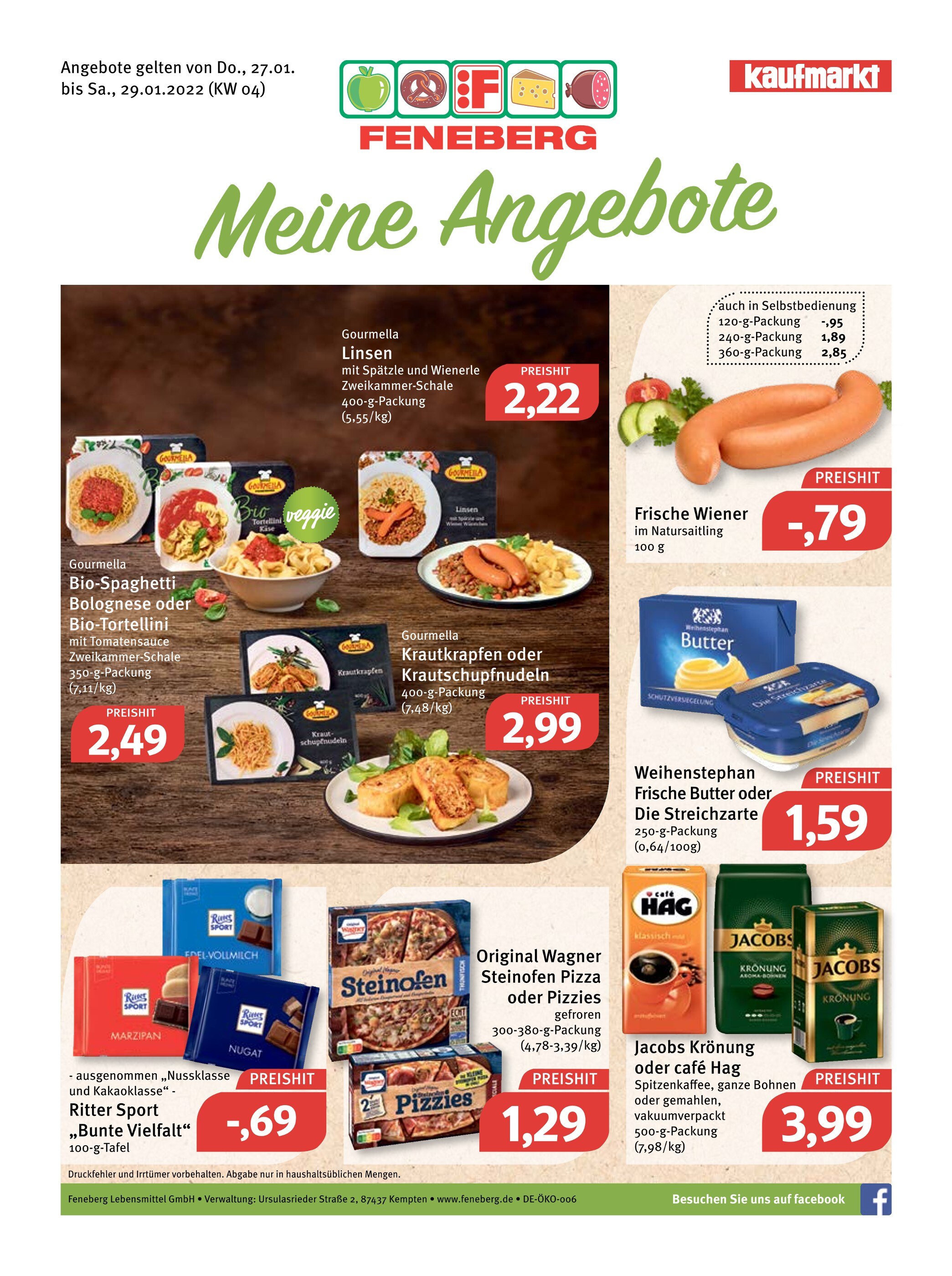 Feneberg Prospekt für Augsburg mit 20 Seiten Feneberg Prospekt für Augsburg: "Top Angebote", 20 Seiten, 27.01.2022 - 29.01.2022