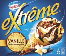 Glace À L'eau - Nestle dans le catalogue Casino Supermarchés Cône glacé extrême vanille - Nestle à 1,74 € en promo chez Casino Supermarchés