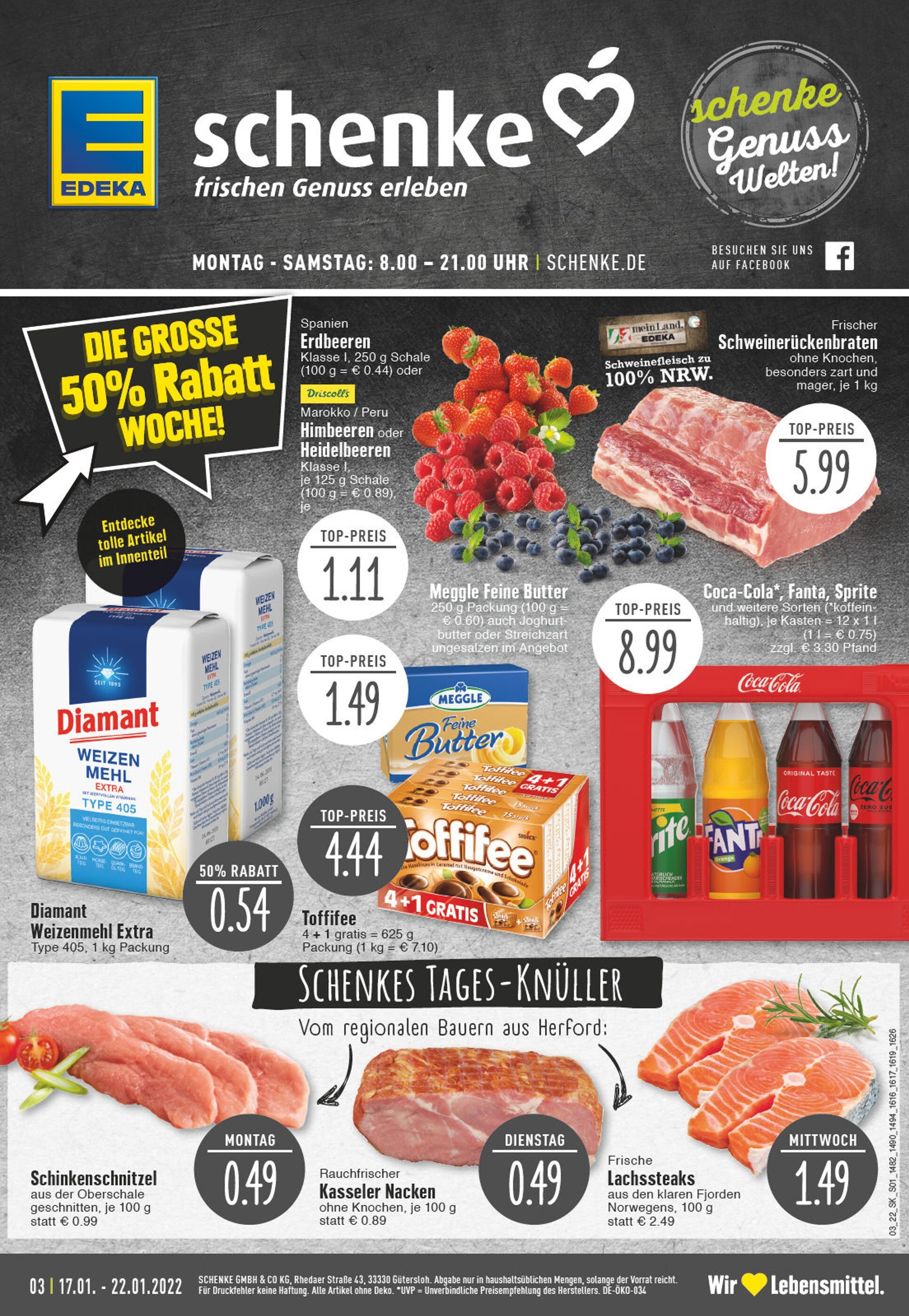EDEKA Prospekt für Marienfeld mit 24 Seiten EDEKA Prospekt für Marienfeld: "Aktuelle Angebote", 24 Seiten, 17.01.2022 - 22.01.2022