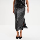Jupe longue à sequins noir femme dans le catalogue La Halle