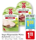Veganer Schinken Spicker Mortadella im Angebot bei EDEKA in Schwäbisch Hall Veganer Schinken Spicker Mortadella Angebote von Rügenwalder Mühle bei EDEKA Schwäbisch Hall für 1,00 €