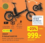 Aktuelles E-Faltrad FoldX 530 Angebot bei Lidl in Mönchengladbach ab 999,00 €