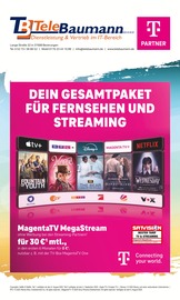 Fernseher im Telebaumann Prospekt in Brakel Aktueller Telebaumann Prospekt mit Fernseher, "DEIN GESAMTPAKET FÜR FERNSEHEN UND STREAMING", Seite 1