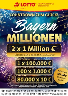 Aktueller LOTTO Bayern Prospekt "Bayern MILLIONEN" Seite 1 von 1 Seite für Neumarkt