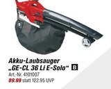 Akku-Laubsauger "GE-CL 36 Li E-Solo" im toom Baumarkt Prospekt Akku-Laubsauger "GE-CL 36 Li E-Solo" von B im aktuellen toom Baumarkt Prospekt für 89,99 €