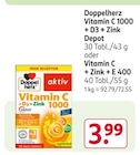 Vitamin C 1000 + D3 + Zink Depot oder Vitamin C + Zink + E 400 Angebote von Doppelherz bei Rossmann Augsburg für 3,99 €