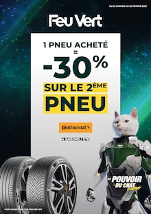 Prospectus Feu Vert en cours, "1 PNEU ACHETÉ = -50 % SUR LE 2 ÈME PNEU", page 1 sur 1