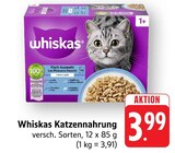 Katzennahrung im Angebot bei E center in Rüsselsheim Katzennahrung Angebote von Whiskas bei E center Rüsselsheim für 3,99 €