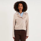 Veste biker en suédine ajustée beige femme - La Halle à Villeurbanne Veste biker en suédine ajustée beige femme en promo chez La Halle Villeurbanne à 39,99 €