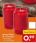 Aktuelle Kerzen Angebote bei Netto Marken-Discount in Pforzheim Aktuelles Kompo-Öllicht Nr. 3, 2er Pack Angebot bei Netto Marken-Discount in Pforzheim ab 0,99 €