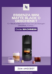 Elektromärkte Prospekt von Nespresso Boutique Leverkusen Nespresso Boutique Prospekt: "Essenca Mini Matte Black C geschenkt", 1 Seite, 01.08.2026 - 31.08.2026