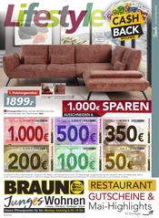 BRAUN Möbel-Center Möbel & Einrichtung Prospekt der aktuellen Woche mit 16 Seiten, gültig von 07.05.2025 bis 03.06.2025, in Buggingen und Umgebung Aktueller BRAUN Möbel-Center Möbel & Einrichtung Prospekt in Buggingen und Umgebung, "Großes Maifest" mit 16 Seiten, 07.05.2025 - 03.06.2025
