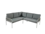Promo Salon de jardin d’angle 5 places métal vert lichen avec coussins à 279,00 € dans le catalogue Brico Dépôt à Bruay-la-Buissière