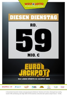 Westlotto Prospekt "Diesen Dienstag rd. 59 Mio. €" mit  Seiten (Eschweiler)