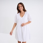 Robe broderie anglaise manches 3/4 blanc femme à La Halle dans Cazères-sur-l'Adour