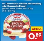 Dr. Oetker Grütze mit Soße, Sahnepudding oder Cheesecake Dessert im Netto Marken-Discount Prospekt Dr. Oetker Grütze mit Soße, Sahnepudding oder Cheesecake Dessert von Dr. Oetker im aktuellen Netto Marken-Discount Prospekt für 0,89 €
