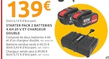 Starter pack 2 batteries 4 ah 20 v et chargeur double en promo chez Mr.Bricolage Herblay à 139,00 €