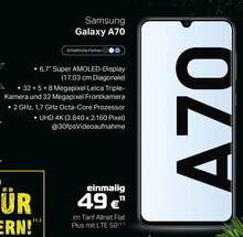 Galaxy A70 + Allnet Flat Plus mit LTE 50 bei A-Team Mobilfunk-Concept GmbH in Troisdorf Galaxy A70 + Allnet Flat Plus mit LTE 50 im Angebot bei A-Team Mobilfunk-Concept GmbH Troisdorf für 49,00 €