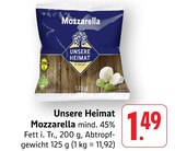 Mozzarella im Angebot bei EDEKA in Trier Mozzarella Angebote von Unsere Heimat bei EDEKA Trier für 1,49 €