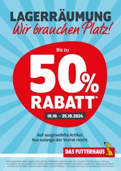 Aktueller Das Futterhaus Zoohandlung Prospekt in Würzburg und Umgebung, "LAGERRÄUMUNG!" mit 2 Seiten, 19.10.2024 - 25.10.2024