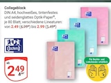 Collegeblock im Angebot bei GLOBUS in Ludwigshafen Collegeblock Angebote von Oxford bei GLOBUS Ludwigshafen für 2,49 €