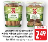 Vegetarische Mühlen Würstchen wie Wiener Angebote von Rügenwalder Mühle bei EDEKA Ravensburg für 2,49 €