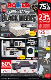 Christbaum im ROLLER Prospekt in Schwerin Aktueller ROLLER Prospekt mit Christbaum, "BÄRENSTARKE BLACK WEEKS", Seite 1