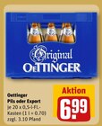 Pils oder Export im Angebot bei REWE in Quedlinburg Pils oder Export Angebote von Oettinger bei REWE Quedlinburg für 6,99 €
