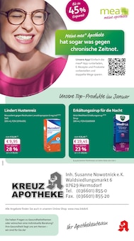 Aktueller mea - meine apotheke Prospekt "Unsere Januar-Angebote" Seite 1 von 4 Seiten für Hermsdorf