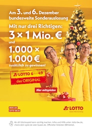 Lotto Baden-Württemberg Prospekt für Dauchingen mit 1 Seite Lotto Baden-Württemberg Prospekt für Dauchingen: "Am 3. und 6. Dezember bundesweite Sonderauslosung", 1 Seite, 01.12.2025 - 06.12.2025