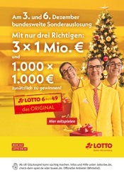 Lotto Baden-WĂŒrttemberg Weitere GeschĂ€fte Prospekt der aktuellen Woche mit 1 Seite, gĂŒltig von 01.12.2025 bis 06.12.2025, in Hamm und Umgebung Aktueller Lotto Baden-WĂŒrttemberg Weitere GeschĂ€fte Prospekt in Hamm und Umgebung, "Am 3. und 6. Dezember bundesweite Sonderauslosung" mit 1 Seite, 01.12.2025 - 06.12.2025