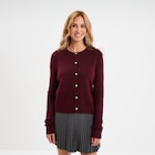 Gilet col rond manches longues bordeaux femme en promo chez La Halle Gilet col rond manches longues bordeaux femme dans le catalogue La Halle