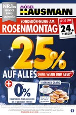 Möbel Hausmann Prospekt "SONDERÖFFNUNG AM ROSENMONTAG", 1 Seiten, für Bonn, 19.02.2020 - 24.02.2020 Möbel Hausmann Prospekt "SONDERÖFFNUNG AM ROSENMONTAG", 1 Seiten, für Bonn, 19.02.2020 - 24.02.2020
