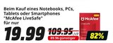 McAfee LiveSafe für 19,99 € bei MediaMarkt Saturn im Angebot McAfee LiveSafe im aktuellen MediaMarkt Saturn Prospekt