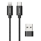 Câble 2 en 1 norauto usb-a/c lightning 120 cm noir nylon - NORAUTO à 9,99 € dans le catalogue Norauto